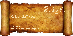 Rabb Ákos névjegykártya